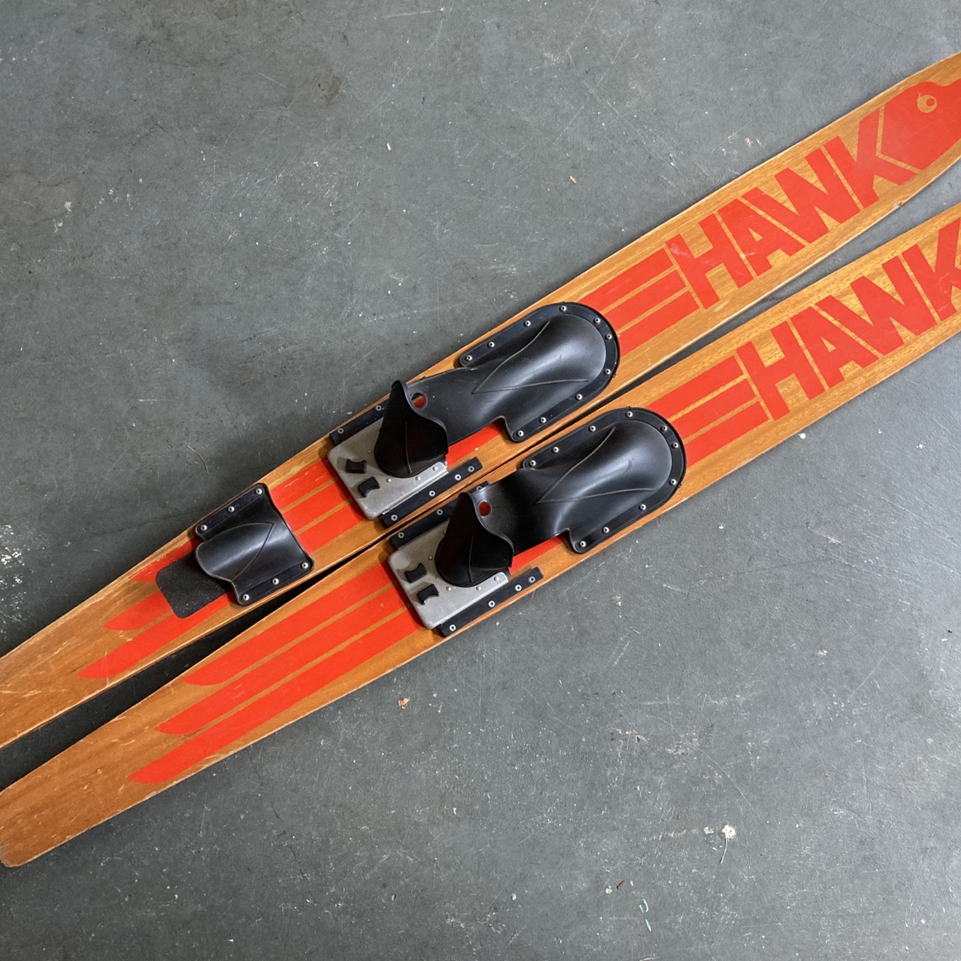 Vintage Hawk Wood Water Skis Great Condition 67”
