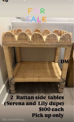 Rattan Scalloped Side Tables ( Serena and Lily dupe)