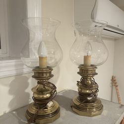Gold and Glass Electric Hurricane Lamp
