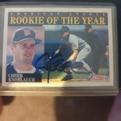 1992 Chuck Knoblauch autographed baseball card