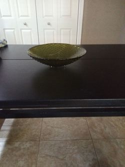 Large green glass bowl