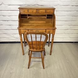 Small Roll Top Desk & Chair