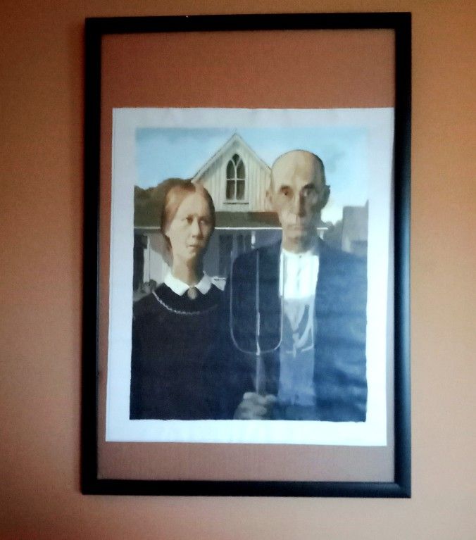 Vintage American Gothic, Classic Art  Poster / Grant Wood Framed  Art