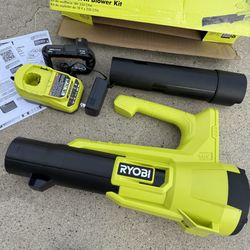 RYOBI ONE+ 18V 90 MPH 250 CFM Cordless Battery Leaf Blower/Sweeper with 2.0 Ah Battery and Charger  