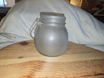 Frosted Glass Jar Lantern with Handle