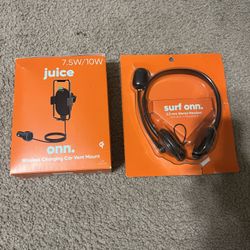 Wireless Charging Car Mount And Stereo Headset 