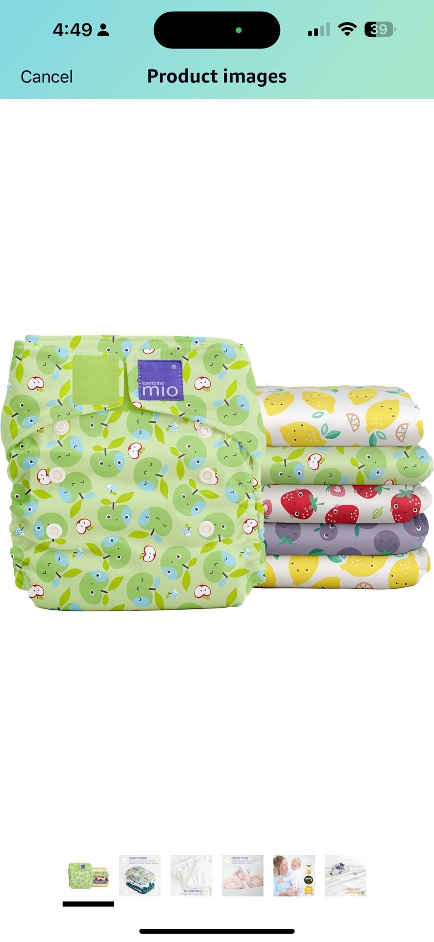 Bambino Mio, Miosolo Classic Cloth Diapers Set, OneSize, Cute Fruit