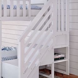 Nice New Solid Wood White 3 Step 50” Storage Staircase for Loft or Bunk Bed