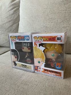 Funko Pops – Itachi #578 + Super Saiyan Goku #865 – Hard Cover Included