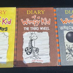 Lot of 3 Diary of a Wimpy Kid Hardcover By Jeff Kinney Kids Children Chapter book Summer Reading