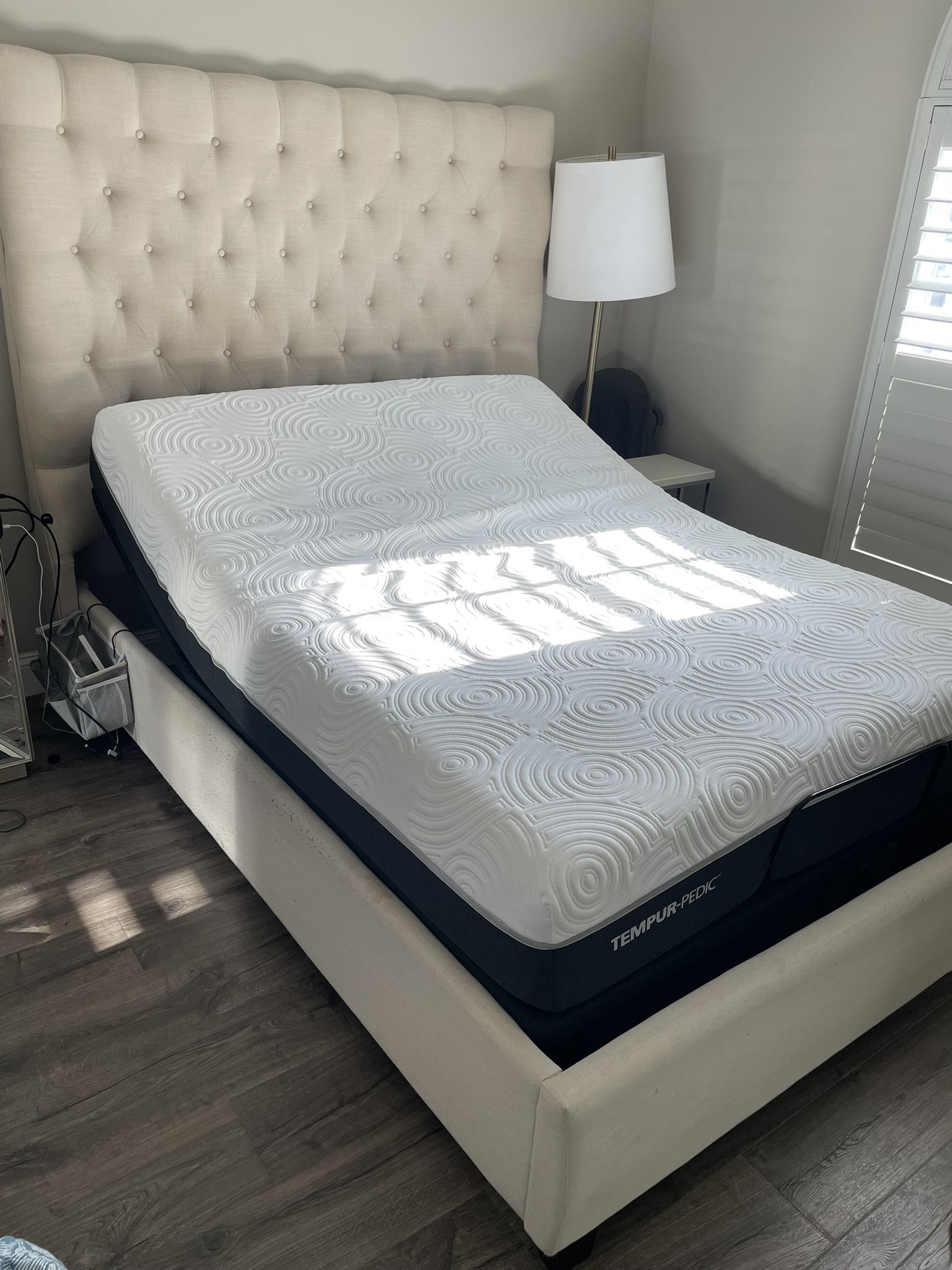 Queen Tempupedic Mattress And Adjustable Frame