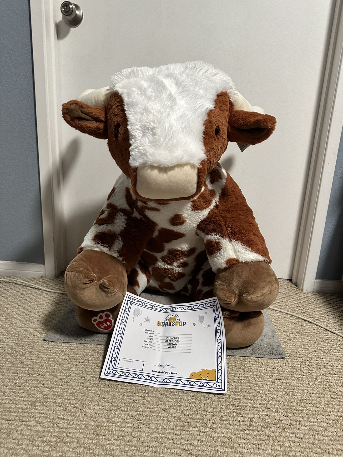 Build A Bear Longhorn Cow 28in Jumbo STUFFED Giant Plush