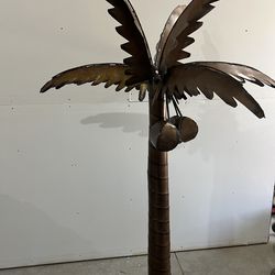 Large Patina Bronze Metal Palm Tree
