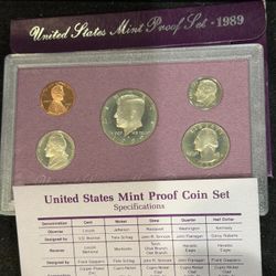 1989 S Gem Proof US Mint Set In Original Government Package With COA 