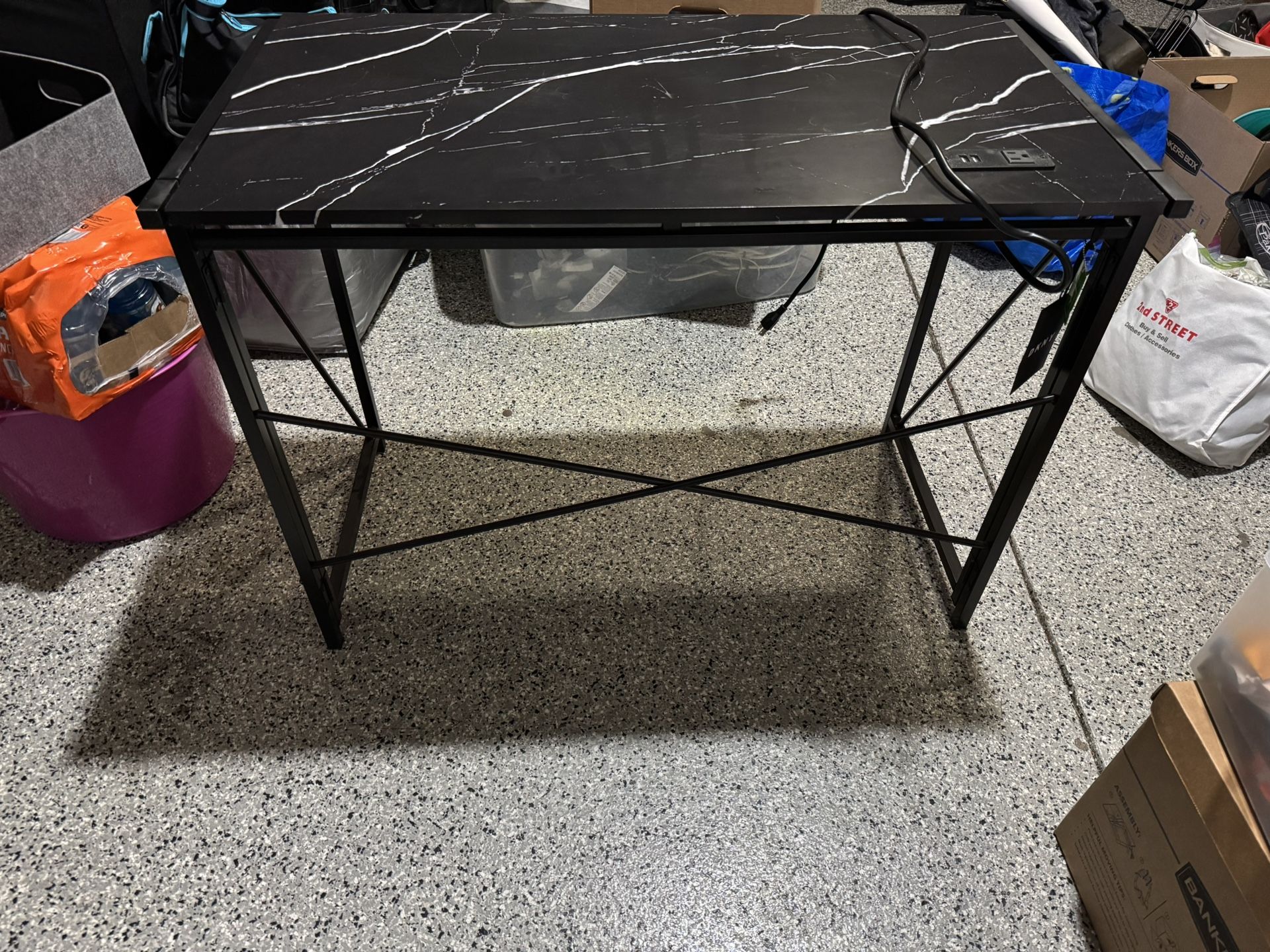 Fold-Up Black Marble Desk
