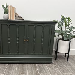 Olive Green Storage Dresser On Wheels