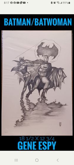 BATMAN/WOMAN ORIGINAL (NOT A PRINT) Gene Espy 8 1/2x 12 3/4