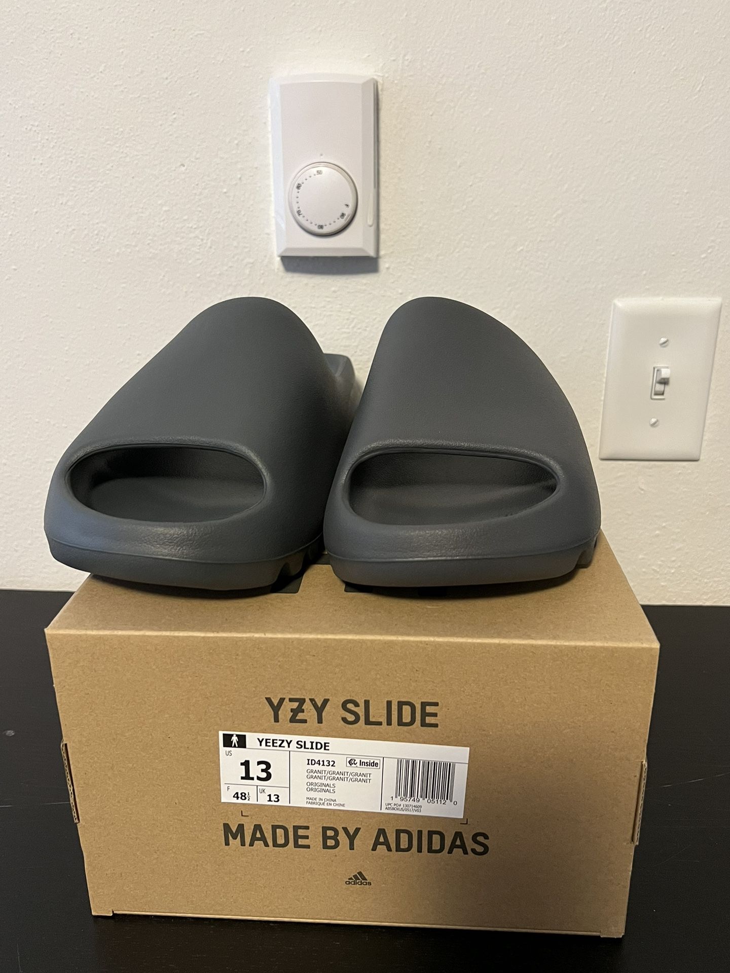 adidas gazelle silver green womens Adidas Yeezy Slide 'Granite'