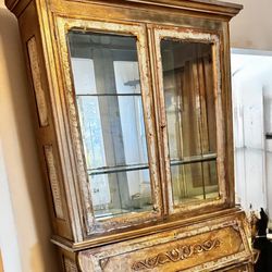 SECRETARY  DESK WITH BOOK CABINET                                          (Mirror Walls)  2 Pc  GENUINE VINTAGE ANTIQUE 