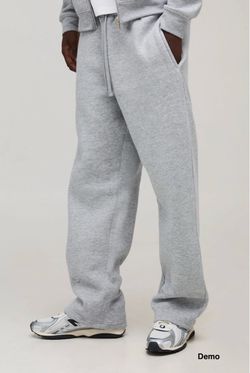boohooMAN Essential Straight Leg Jogger - Grey Marl (Large)
