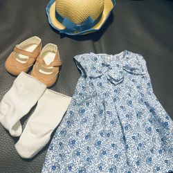 American Girl Doll Kit Kittredge Play Dress , Hat, Shoes, Socks Retired 