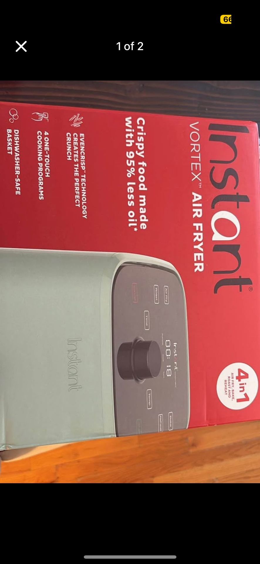 Instant Pot Vortex 2QT Mini Air Fryer,Small Air fryer that Crisps,Reheats, Bakes,Roasts for Quick Ea