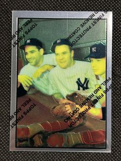 1996 Topps Finest #44 MICKEY MANTLE YOGI BERRA HANK BAUER W protective coating