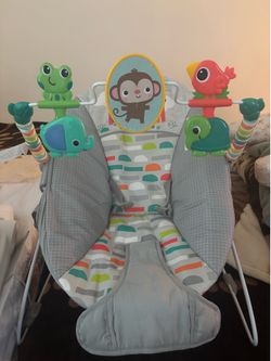 Bright Starts Playful Paradise Vibrating Baby Bouncer, Unisex, Newborn +