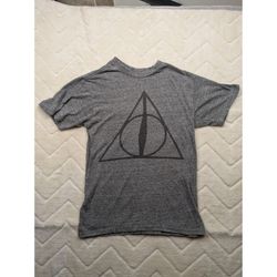 Harry Potter Deathly Hallows Graphic T-Shirt Heather Grey Small