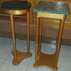 Decorative Side Accent Tables / Stands - Oak finish base