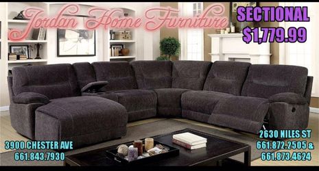 Grey fabric recliner sectional