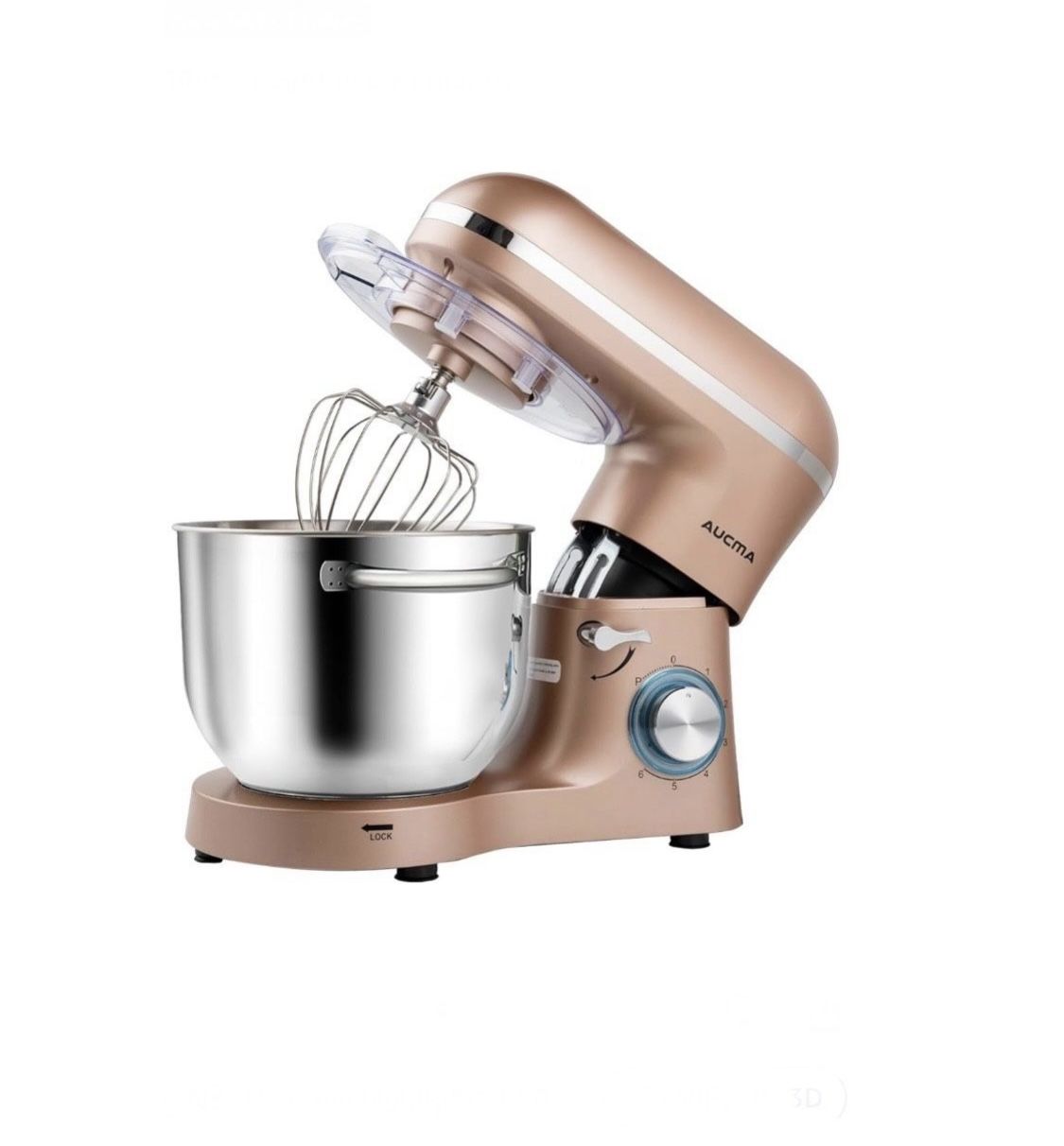 Aucma Stand Mixer, 6.5-QT 660W 6-Speed Tilt-Head Food Mixer, Kitchen Electric Mixer with Dough Hook, Wire Whip & Beater (6.5QT, Champagne)