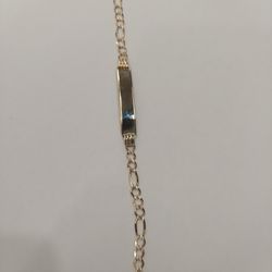 14k 7g 8" D/cut Figaro ID bracelet 