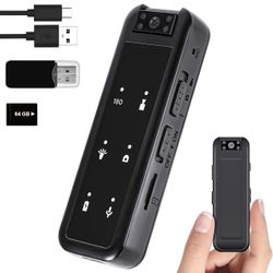 64GB Mini Body Camera,1080P Wearable Patrol Video Recording Camcorder with IR Night Vision, 5-Hour Battery & 180° Rotating Lens – Small Wearable Cam f