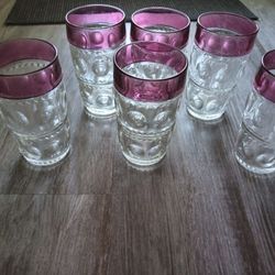 Vintage Pink Cranberry Kings Crown Glassware