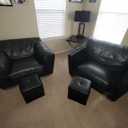  Oversized Chairs & Two Ottoman (Foot Rest Blocks)