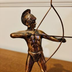 Antique Bronze And Marble Archer Statue From Greece 