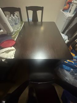 Dark Wood Dining Table with Chairs