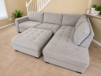 Thomasville Miles Fabric Sectional with Ottoman Costco  retails $1499