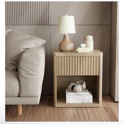 New in the box Large Modern Nightstand with Drawer Storage 22.8Inch Wide Fluted Bedside Table End Table for Bedroom, Living Room, Sofa, Couch, Home Of