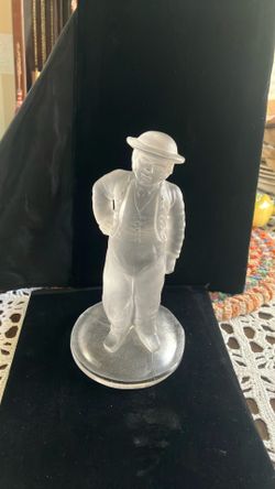 Vintage Frosted Glass Man Statue.