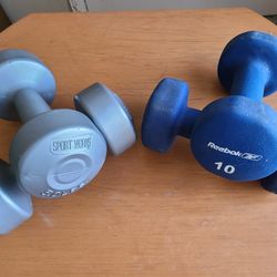 5 Ib Sport Works & 10 Ib Reebok Dumbells -  Set Of 2 Of Each 