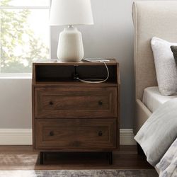 New Mid Century Modern Storage Side Table or Nightstand with USB Port