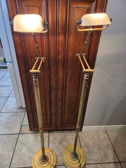 Vintage Lenox swing arm brass floor lamps 2 per set