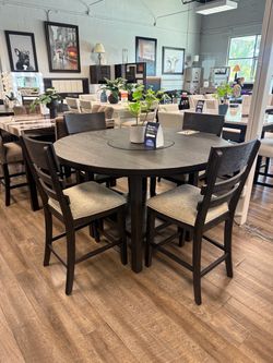 5-piece counter height round 54” dining set