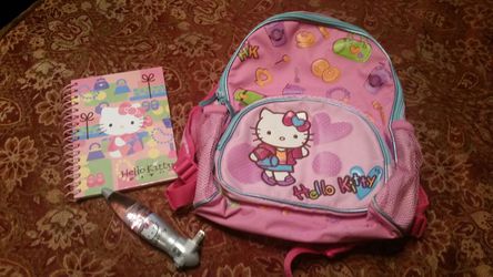 Hello kitty backpack, nightlight and notepad