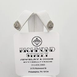14k Gold Screw Back Pear Diamond Earrings  0.60ctw