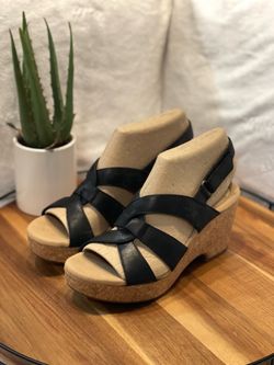 CLARKS Black Leather High Heels , Size 8.5