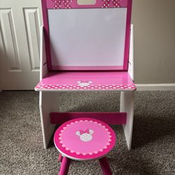 Minnie Mouse Art Table, Easel, Desk, Stool & Toy Organizer, 