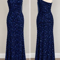 Navy Blue Sequin Formal Gown — $150